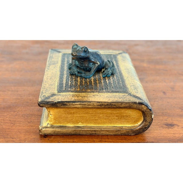 Figurative Maitland Smith Bronze Frog Paperweight on Faux Antique Book - Romeo and Juliet For Sale - Image 3 of 10