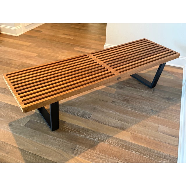 Authentic Herman Miller Nelson Platform Bench, designed by George Nelson. This iconic modern bench features a solid wood...