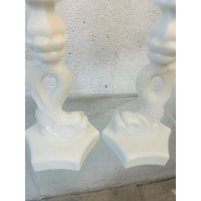 Glass Italian Glass Candlesticks For Sale - Image 7 of 8