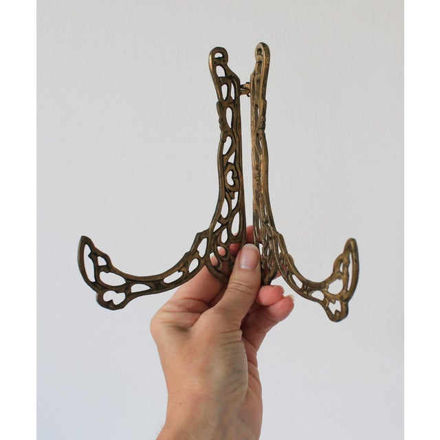 Vintage Brass Easel Filigree Tabletop Picture or Plate Holder For Sale - Image 4 of 9