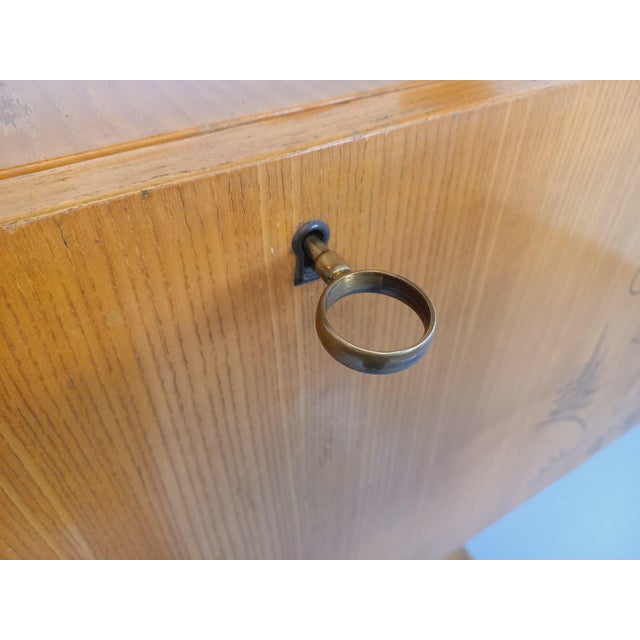 Wall-Mounted Bookcase with Light Wood and Brass, 1960s For Sale - Image 17 of 18