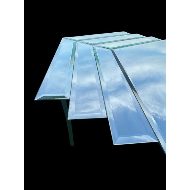Postmodern Vintage Beveled Diamond Mirror Flanked by 12 Rectangular Beveled Mirrors For Sale - Image 3 of 14