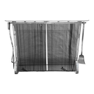 Late 20th Century Chinoiserie Style Fireplace Screen + Tool Set- 3 Pieces For Sale