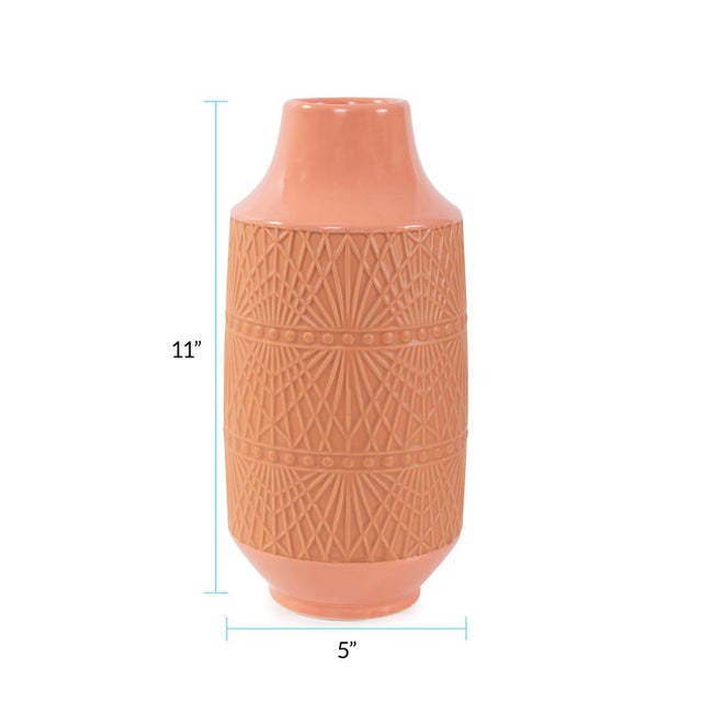 Ceramic Richland Embossed Peach Vase- Large For Sale - Image 7 of 10