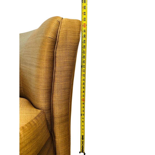 Pair of Schnadig for Havertys Contemporary Barrel Swivel Chairs in Toasted Maize Made in U S A For Sale - Image 9 of 14