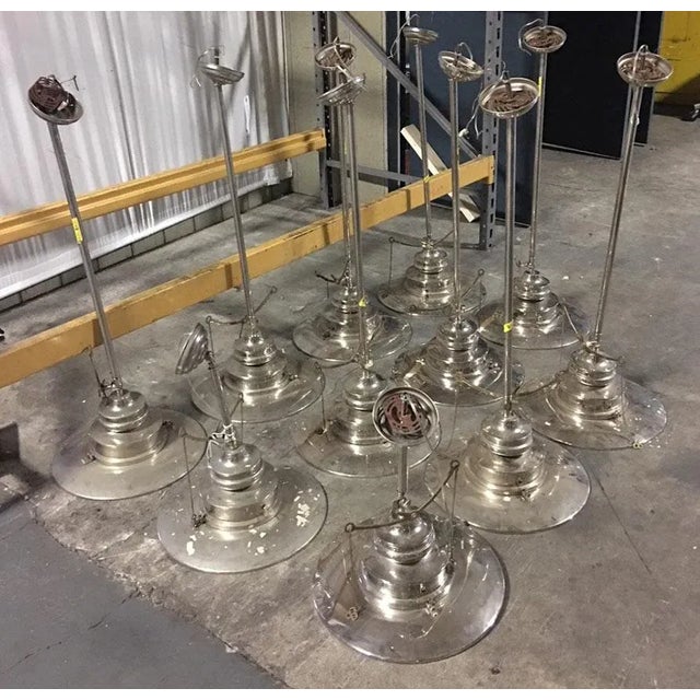 Late 20th Century Vintage Ceiling Fixture Mid Century Modern Style Nickel Plated For Sale - Image 5 of 6