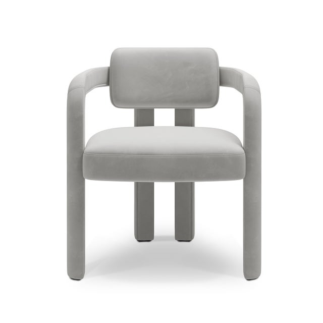 Double Arch Dining Chair in Light Grey Cotton Velvet from Insidherland, in New conditions. Designed from 2000 Labeled by...