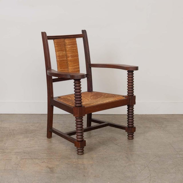 Wood Pair of French Wood and Woven Chairs Attributed to Charles Dudouyt For Sale - Image 7 of 17