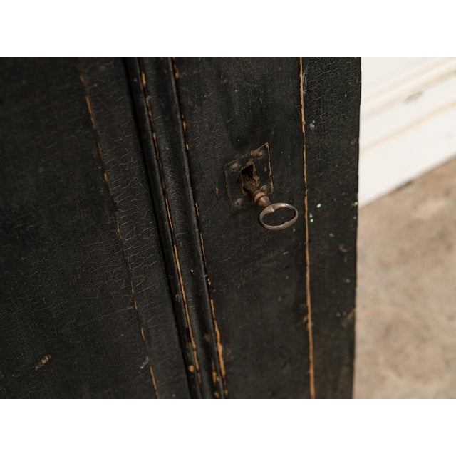Wood Antique Primitive Black Fir Wood Storage Cabinet For Sale - Image 7 of 16