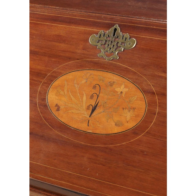 English 18th Century English Georgian Mahogany Secretary Desk With Floral Marquetry & Fitted Interior For Sale - Image 3 of 3