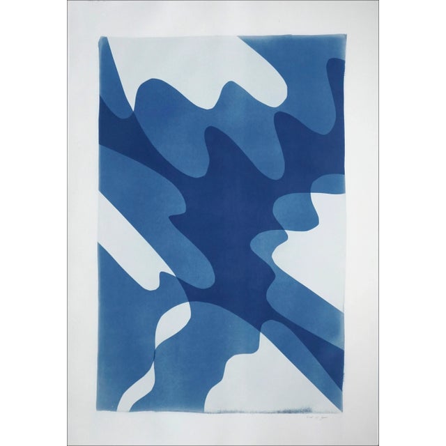 2021 "Shaky Shadows" Abstract Cyanotype on Watercolor Paper For Sale - Image 11 of 11