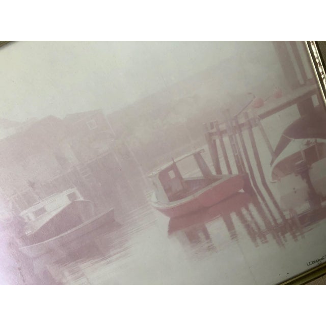 1970s Wayne T Macdonald Vintage "Reverie" Foggy Marina Signed Photograph in Frame For Sale - Image 5 of 10