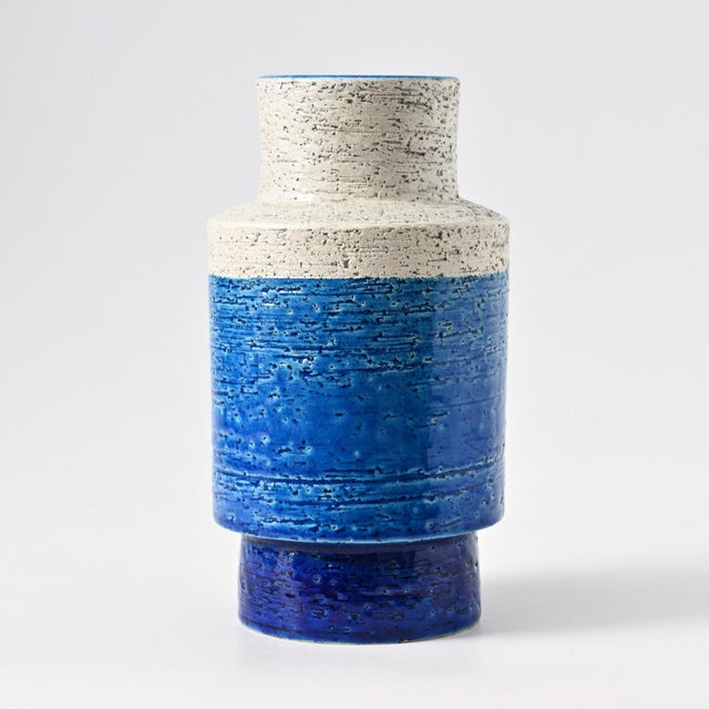 Bitossi Blue and White Vase by Aldo Londi for Bitossi, 1960s For Sale - Image 4 of 12