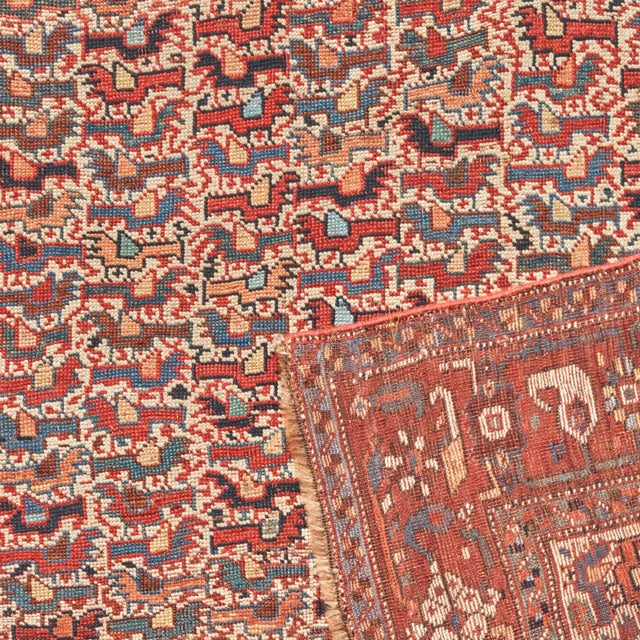 18th Century Antique 20th Century Persian Khamseh Rug With Chicken Motif Design - Rug & Kilim For Sale - Image 5 of 7