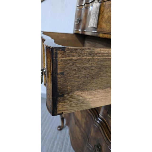 Queen Anne Burr Walnut Chest of Drawers on Stand, 1910 For Sale - Image 3 of 12