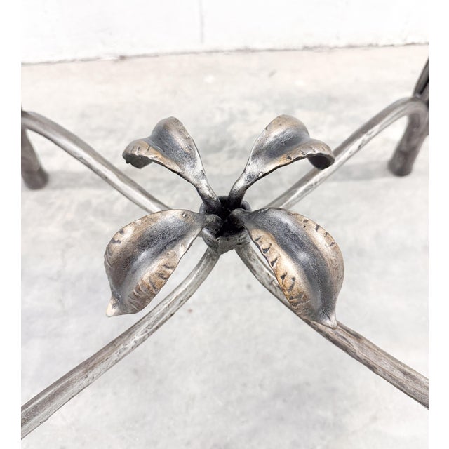 Late 20th Century Vintage Robb & Stucky Hollywood Regency Vine Palm Floral Wrought Iron Coffee Table For Sale - Image 5 of 11