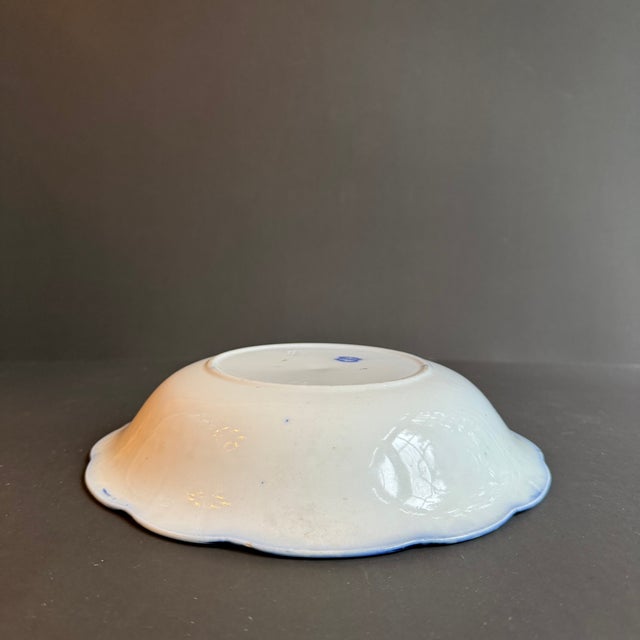 Ceramic English Antique Flow Blue Watteau Bowl For Sale - Image 7 of 7