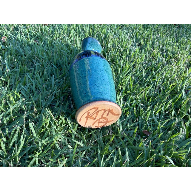 Vintage 7.5” Studio Pottery Vase With Sculptural Flared Rim For Sale - Image 10 of 10
