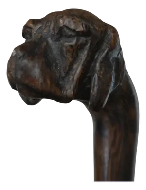 Antique Cane Carved with Dogs Head, 1900