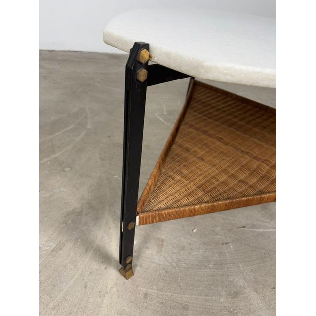 Vintage Italian Coffee Table in Granite and Rattan, 1960s For Sale - Image 3 of 14