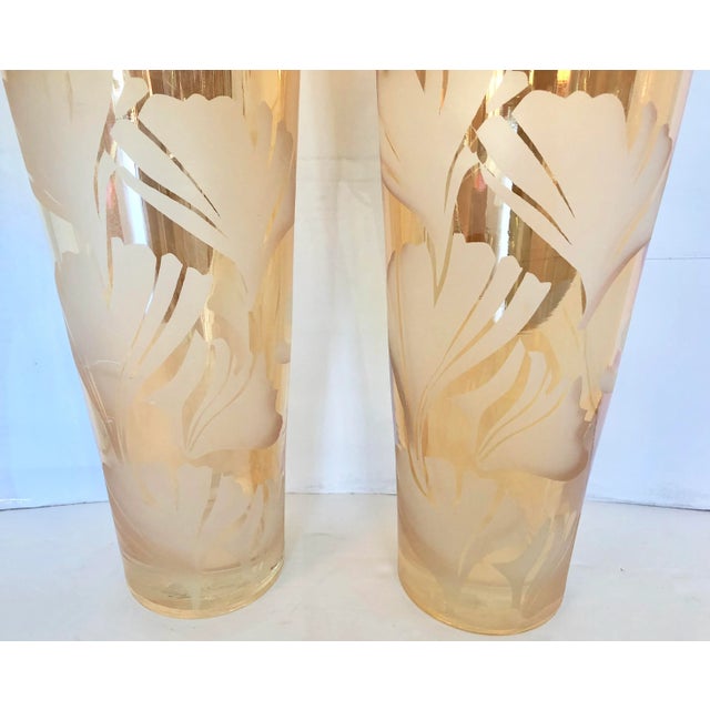 1980s Vintage XL Tall Etched Vase For Sale - Image 5 of 7