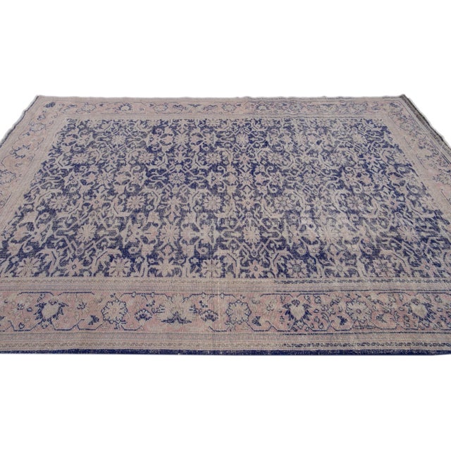 Textile Antique Malayer Handmade Purple Floral Wool Rug For Sale - Image 7 of 9