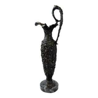 Mid-20th C. Renaissance Revival Bronze Ewer With Bacchanalian Relief For Sale