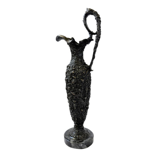 Mid-20th C. Renaissance Revival Bronze Ewer With Bacchanalian Relief For Sale