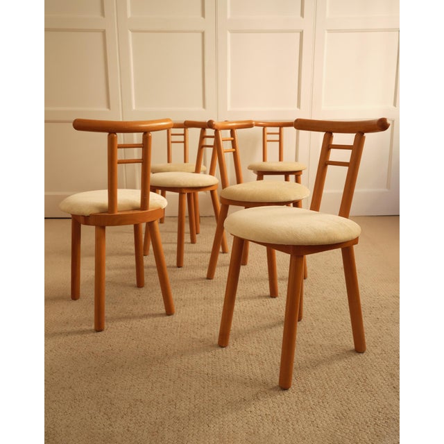 Vintage Italian Chairs in Wood and Velvet, 1970s, Set of 6 For Sale - Image 11 of 11