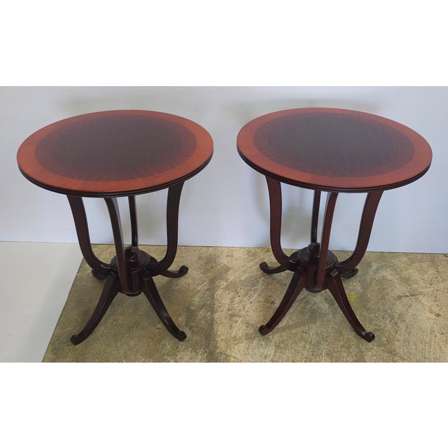 French Art Deco Style Mahogany and Cherry Bookmatched & Inlaid Gueridon Table For Sale In Washington DC - Image 6 of 12
