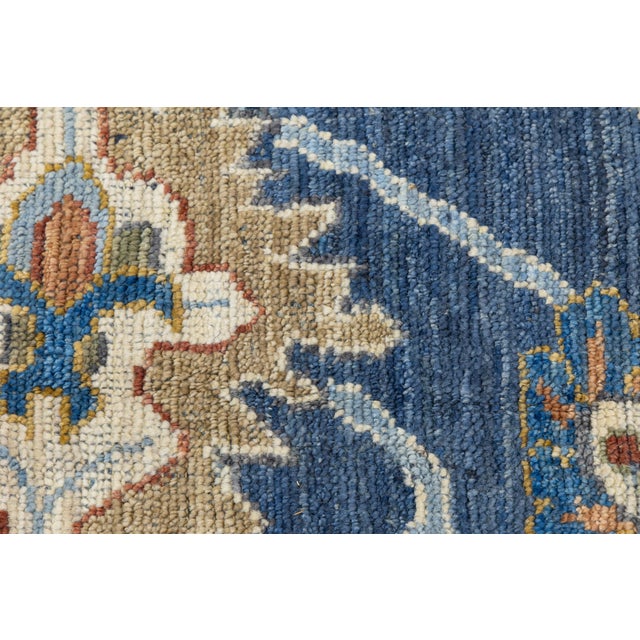 2020s 14x20 Hand-Knotted Modern Oushak Style Wool Rug in Indigo Blue & Earthy Motifs For Sale - Image 5 of 12