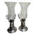 1950s Pair of Carole Stupell Stag Silverplate Hurricane Lamps For Sale