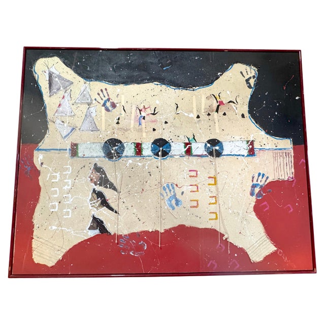 Late 20th Century Randy Lee 'White Horse' b. 1951 Untitled, Ceremonial Map with Rawhide Lacing For Sale - Image 5 of 18