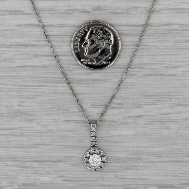0.51ctw Igi Diamond Halo Pendant Necklace 14k White Gold Wheat Chain For Sale - Image 4 of 6