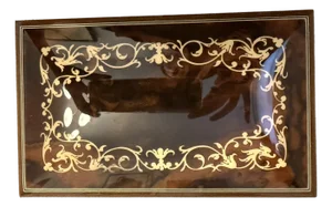 Handcrafted Arabesque Wood Inlay Musical Jewelry Box With Lock and Key
