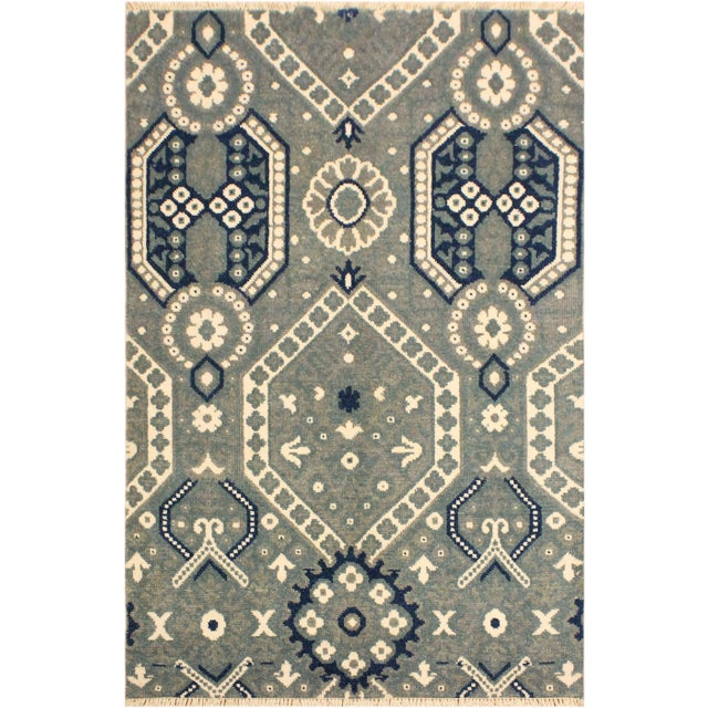 Textile 1990s Boho Chic Modern Gray/Ivory Wool & Viscose Rug - 4'1 X 6'6 For Sale - Image 7 of 7