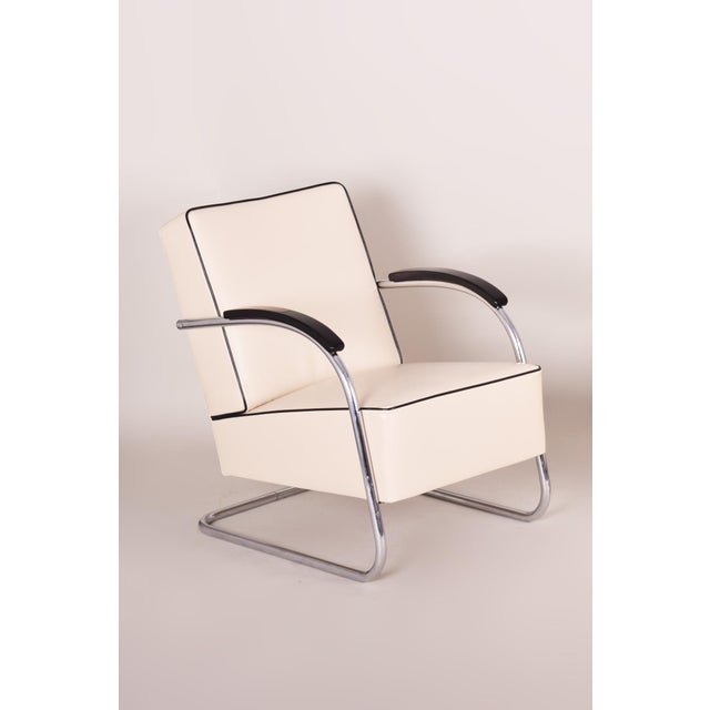 Bauhaus Set of Bauhaus Armchair and Ottoman in Chrome from Mücke-MelderCzech, 1930s For Sale - Image 3 of 14