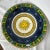 Italian Hand Painted Blue and Green Ceramic Round Sun Center Wall Plate For Sale - Image 11 of 11