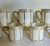 Here is a beautiful vintage set of seven porcelain espresso/demitasse cups featuring crisp geometric gold decoration...
