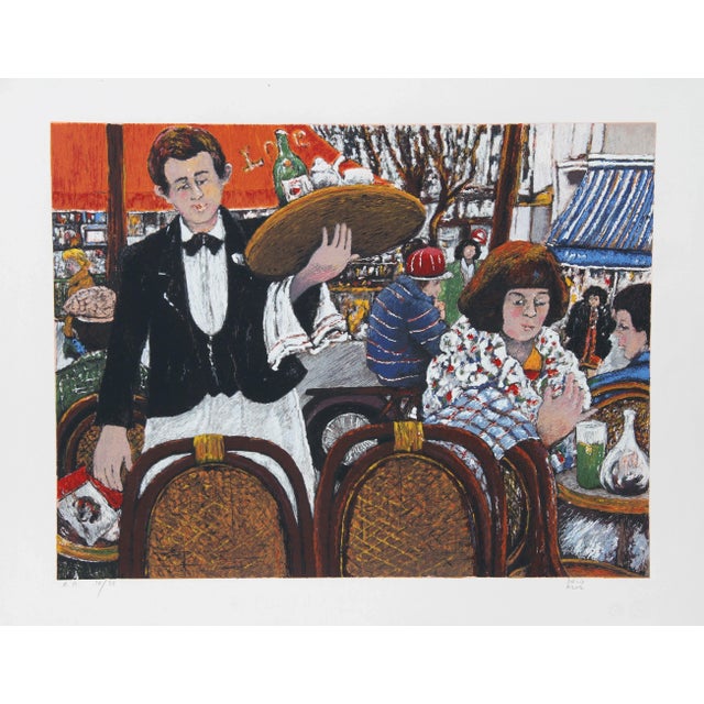 Modern David Azuz, Cafe La Rontonde Montparnasse, Lithograph For Sale - Image 3 of 3