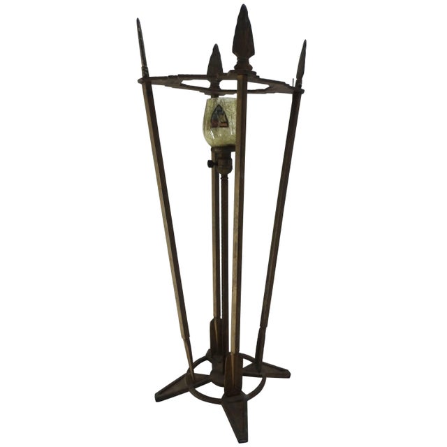 Verona Arrow Bronze Lamp With Crested Globe For Sale - Image 11 of 11