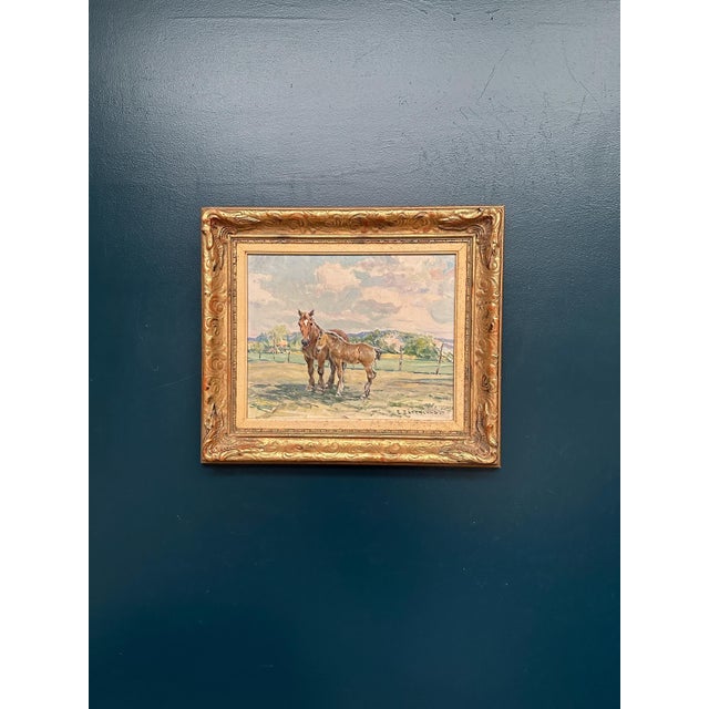 Einar Söderlund, Horses in a Pasture, 1960s, Oil Painting on Panel, Framed For Sale - Image 10 of 13