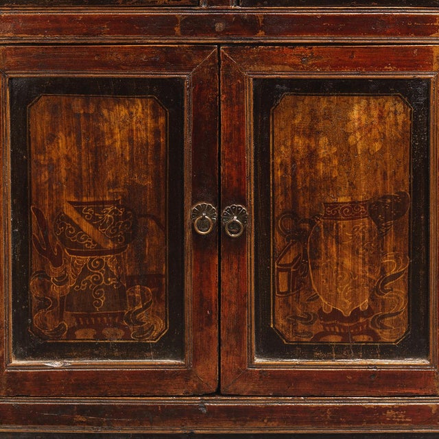 Brown Antique Mongolian Painted Cabinet For Sale - Image 8 of 9