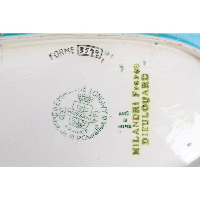 Large Renaissance Oblong Enamel Floral Platter by Maurice-Paul Chevallier for Longwy Manufactory, France, 1960s For Sale - Image 10 of 11