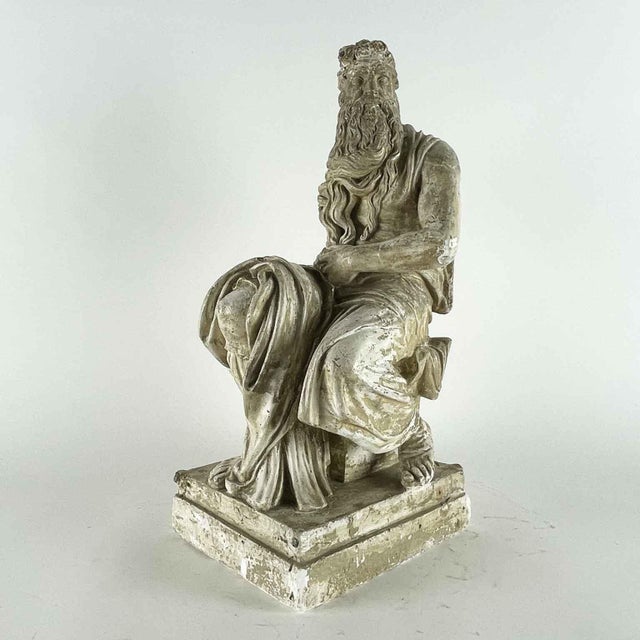 1920s Italian Plaster Sculpture Depicting Moses in the style of Michelangelo, 1900s For Sale - Image 5 of 9