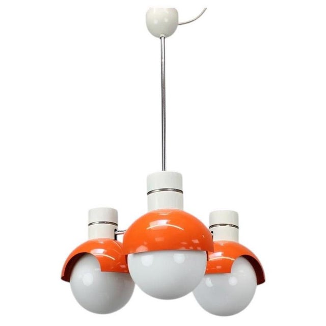 Czechoslovak Space Age Orange and Opaline Glass Chandelier from Napako, 1970s For Sale - Image 17 of 17