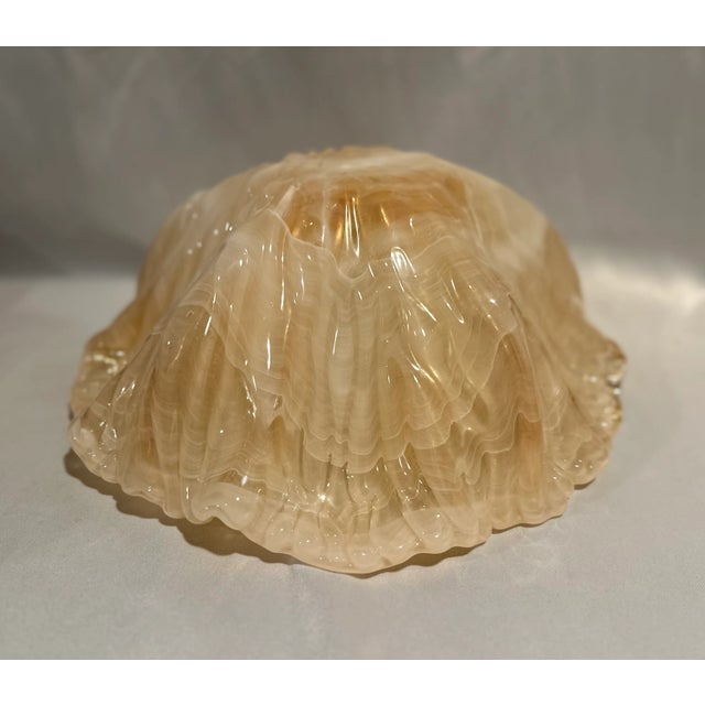 1990s Vintage Murano Marigold Attributed Large Iridescent Centerpiece Console Bowl For Sale - Image 5 of 6