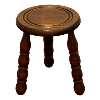 Rustic French Stool in Mahogany, 1920 For Sale