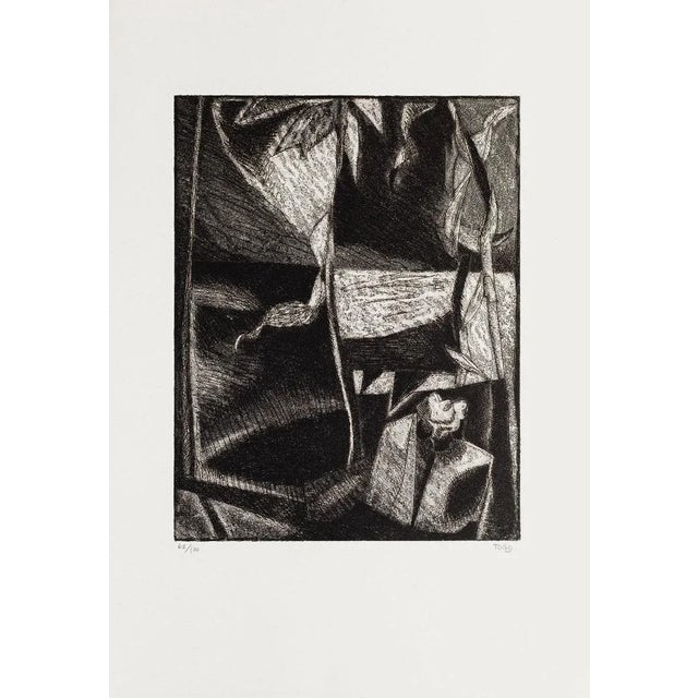 Composition is an original contemporary etching artwork o realized by artist Togo. Hand-signed on the lower right and...