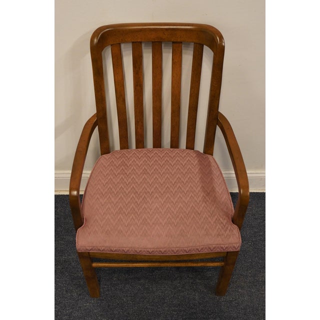 Brown Drexel Furniture Woodbriar Collection Rustic European Slat Back Dining Arm Chair For Sale - Image 8 of 9